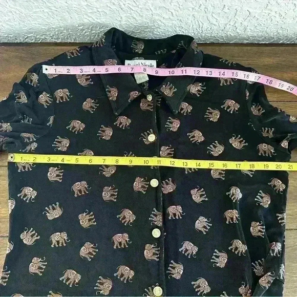 Vintage Ronnie Nicole long sleeve elephant print button up blouse size 14 - Picture 15 of 15